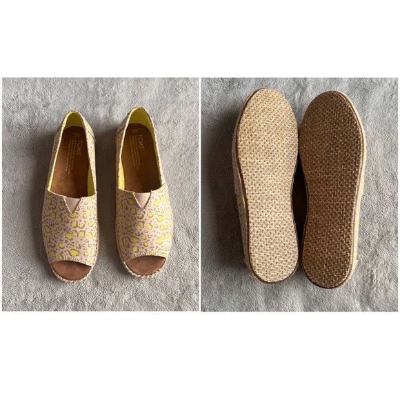 TOMS Alpargata Open Toe Espadrille Sandal Bobcat Limeade Animal Print Neon Shoe - Picture 3 of 13